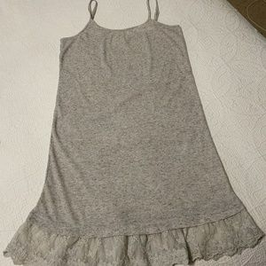 NWOT Heather gray tank top w/lace ruffle bottom